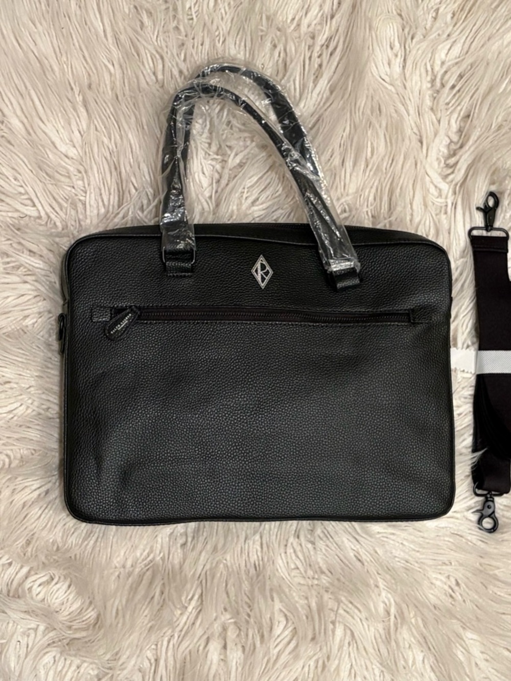 Ralph Lauren Black Pebbled Leather Laptop Briefcase